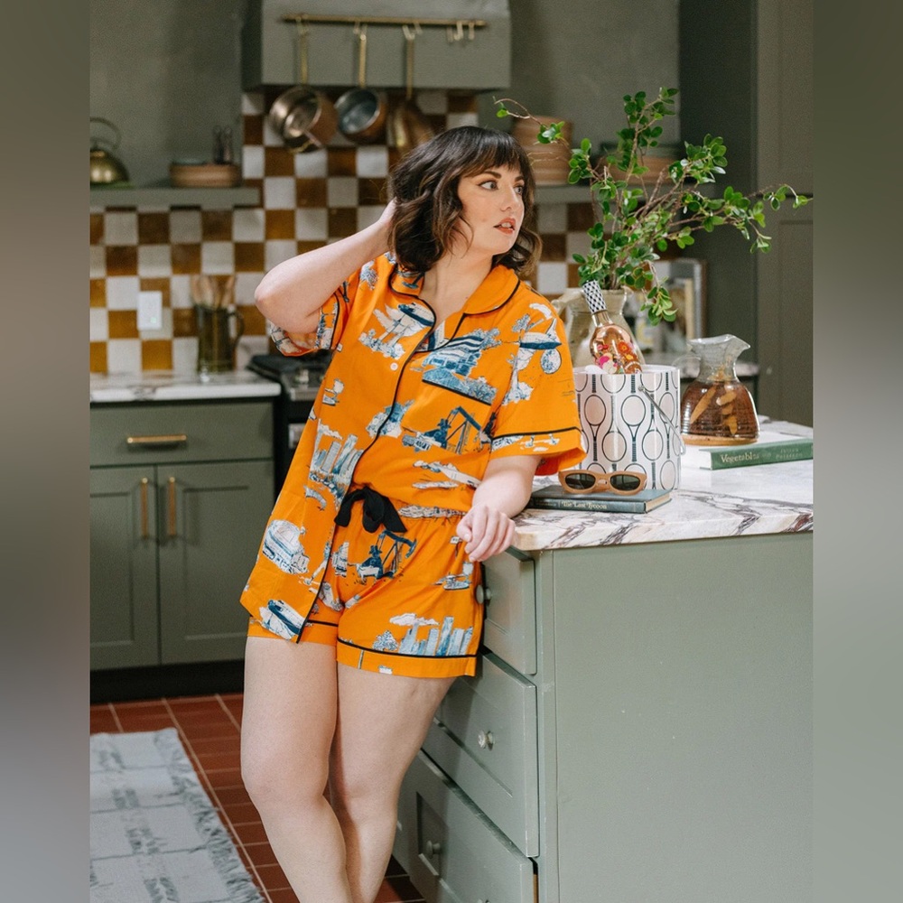NWT Katie Kime Houston Toile Pajama Shorts Set